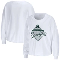 WEAR by Erin Andrews Michigan State Spartans Diamond Long Sleeve Cropped T-Shirt