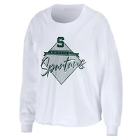 WEAR by Erin Andrews Michigan State Spartans Diamond Long Sleeve Cropped T-Shirt