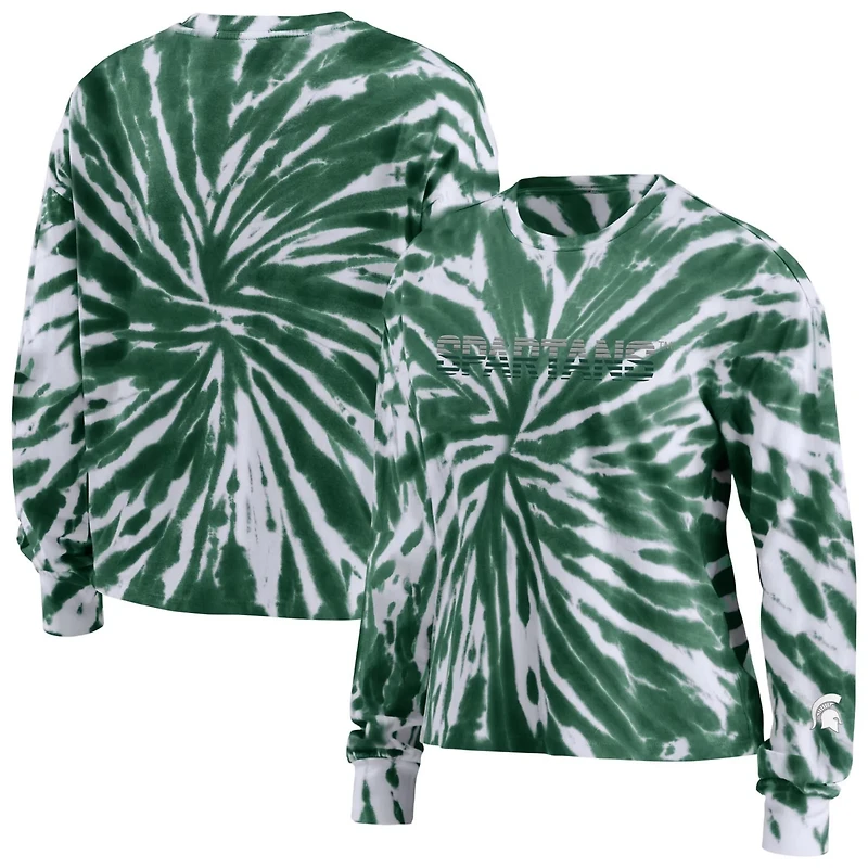 WEAR by Erin Andrews Michigan State Spartans Tie-Dye Long Sleeve T-Shirt