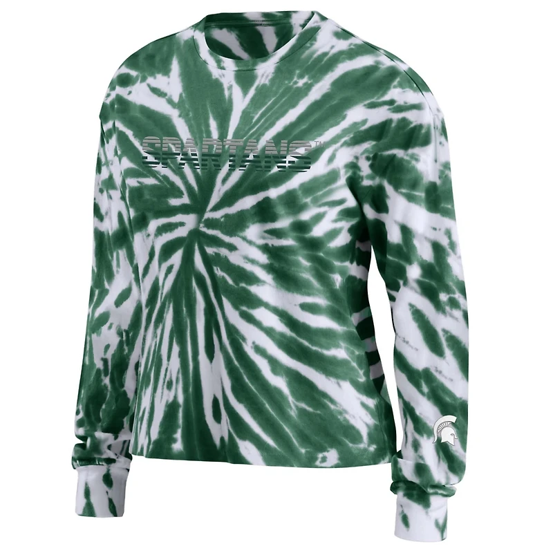WEAR by Erin Andrews Michigan State Spartans Tie-Dye Long Sleeve T-Shirt