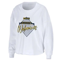 WEAR by Erin Andrews Michigan Wolverines Diamond Long Sleeve Cropped T-Shirt