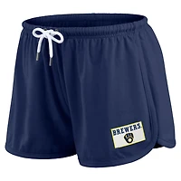 WEAR by Erin Andrews Milwaukee Brewers Heavy Rugby Jersey Cropped Long Sleeve T-Shirt  Shorts Lounge Set