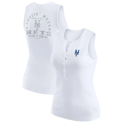 WEAR by Erin Andrews New York Mets Rib-Knit Henley Tank Top