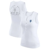 WEAR by Erin Andrews New York Mets Rib-Knit Henley Tank Top