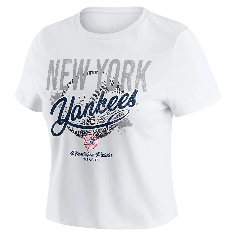 WEAR by Erin Andrews New York Yankees Distressed Cropped Baby T-Shirt