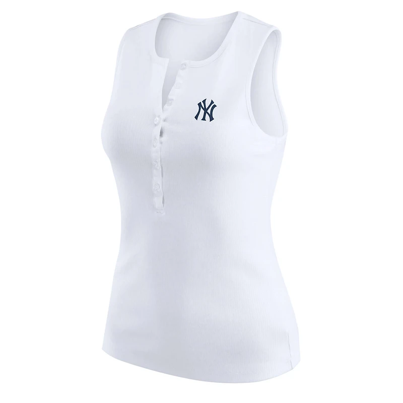 WEAR by Erin Andrews New York Yankees Rib-Knit Henley Tank Top