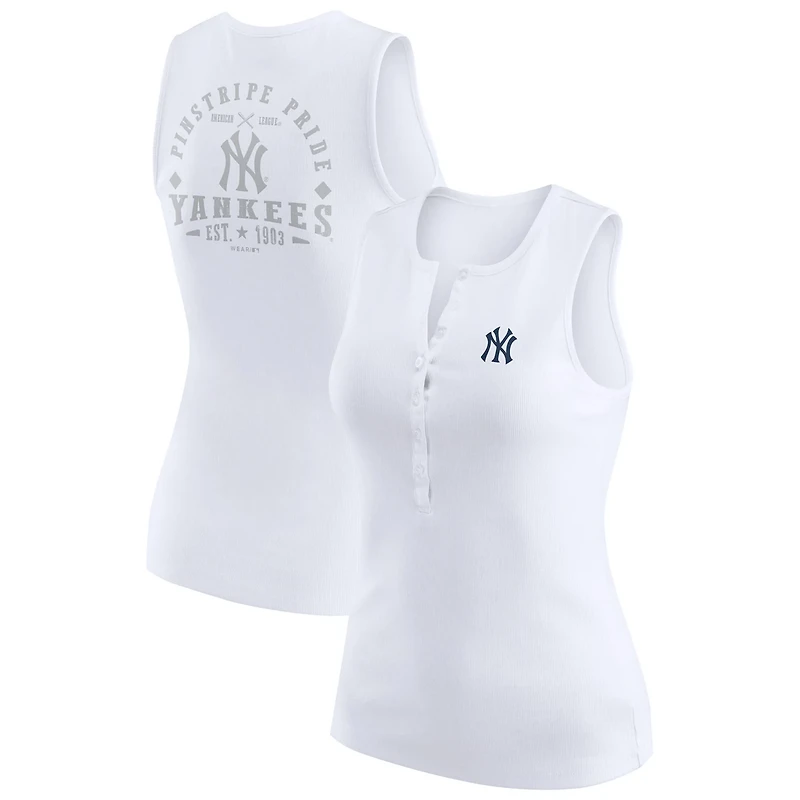 WEAR by Erin Andrews New York Yankees Rib-Knit Henley Tank Top