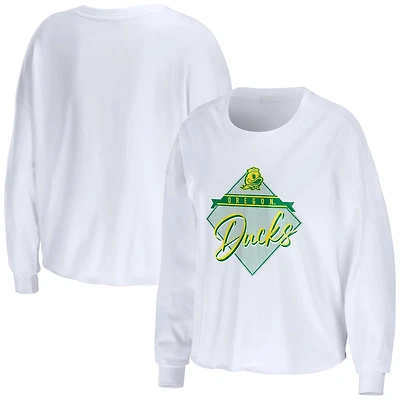 WEAR by Erin Andrews Oregon Ducks Diamond Long Sleeve Cropped T-Shirt