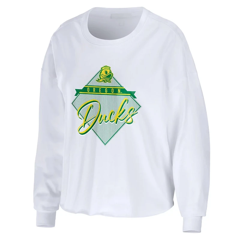 WEAR by Erin Andrews Oregon Ducks Diamond Long Sleeve Cropped T-Shirt