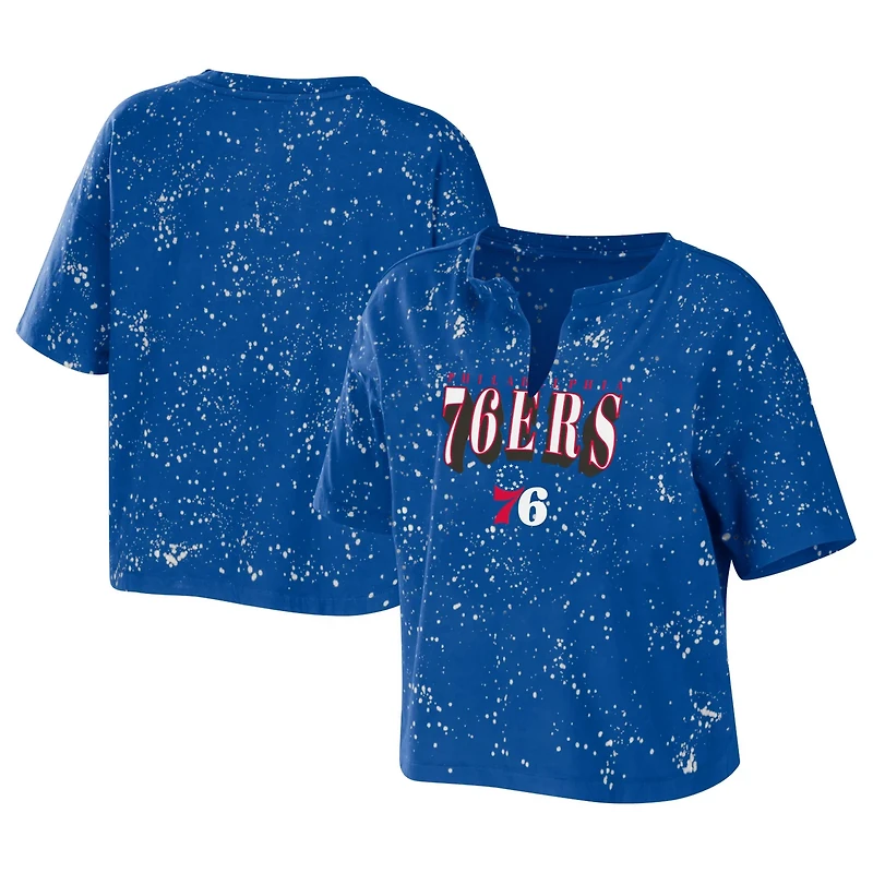 WEAR by Erin Andrews Philadelphia 76ers Bleach Splatter Notch Neck T-Shirt