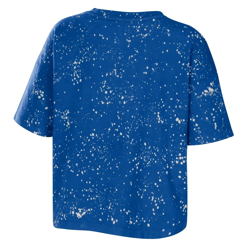 WEAR by Erin Andrews Pitt Panthers Bleach Wash Splatter Cropped Notch Neck T-Shirt