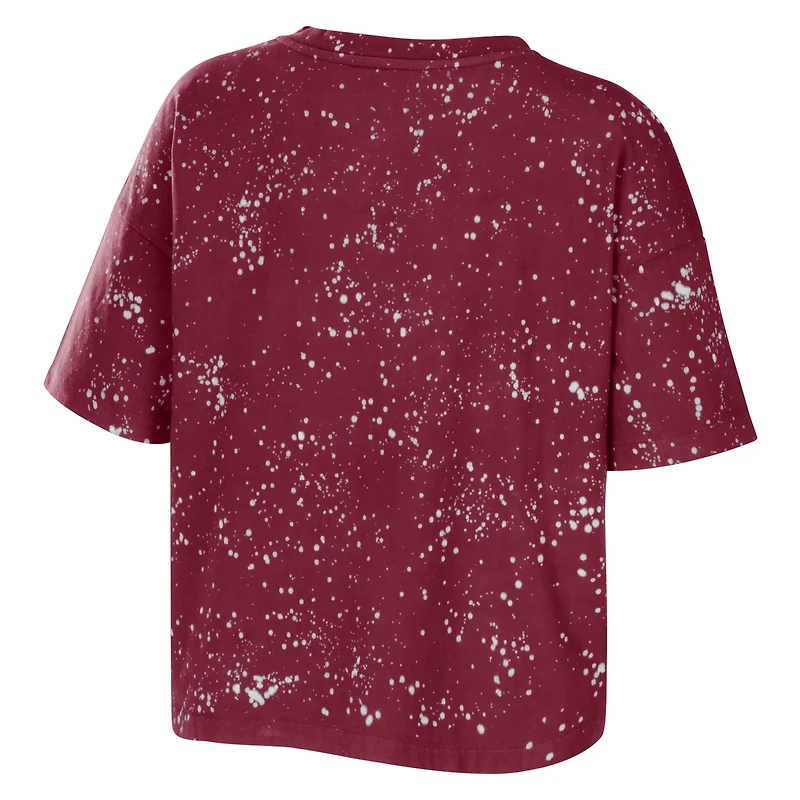 WEAR by Erin Andrews South Carolina Gamecocks Bleach Wash Splatter Cropped Notch Neck T-Shirt