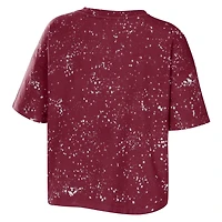 WEAR by Erin Andrews South Carolina Gamecocks Bleach Wash Splatter Cropped Notch Neck T-Shirt