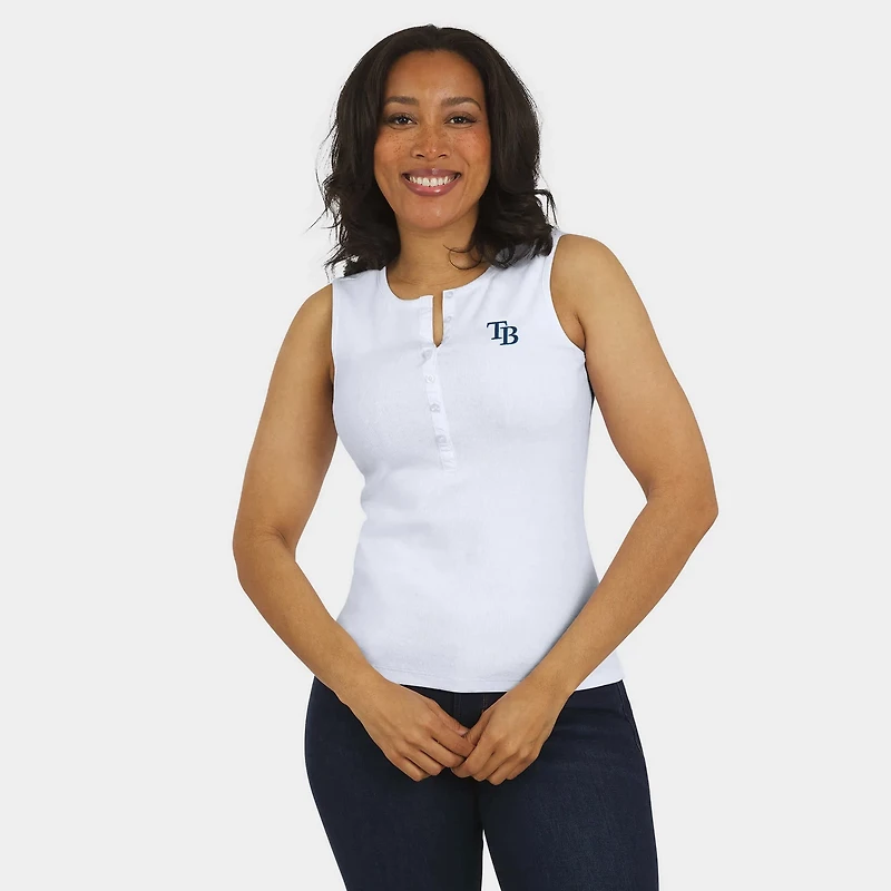 WEAR by Erin Andrews Tampa Bay Rays Rib-Knit Henley Tank Top