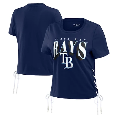 WEAR by Erin Andrews Tampa Bay Rays Side Lace-Up Cropped T-Shirt