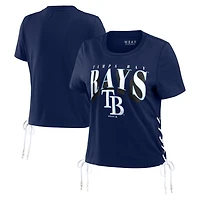 WEAR by Erin Andrews Tampa Bay Rays Side Lace-Up Cropped T-Shirt