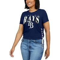WEAR by Erin Andrews Tampa Bay Rays Side Lace-Up Cropped T-Shirt
