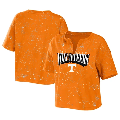 WEAR by Erin Andrews Tennessee Volunteers Bleach Wash Splatter Cropped Notch Neck T-Shirt