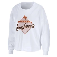 WEAR by Erin Andrews Texas Longhorns Diamond Long Sleeve Cropped T-Shirt