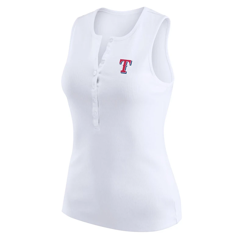 WEAR by Erin Andrews Texas Rangers Rib-Knit Henley Tank Top