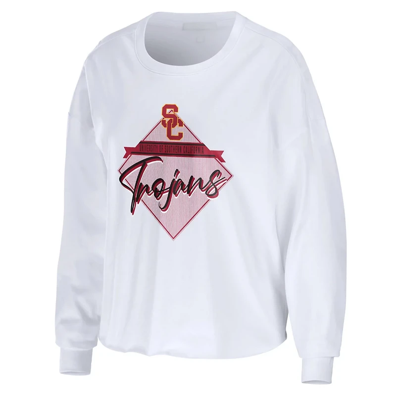 WEAR by Erin Andrews USC Trojans Diamond Long Sleeve Cropped T-Shirt