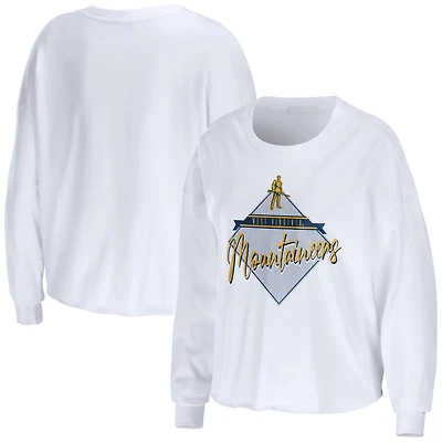 WEAR by Erin Andrews West Virginia Mountaineers Diamond Long Sleeve Cropped T-Shirt