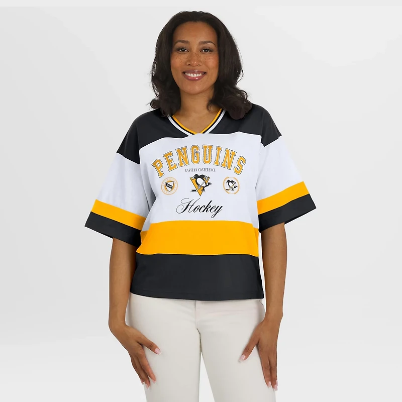WEAR by Erin Andrews White Pittsburgh Penguins Jersey Style Tee
