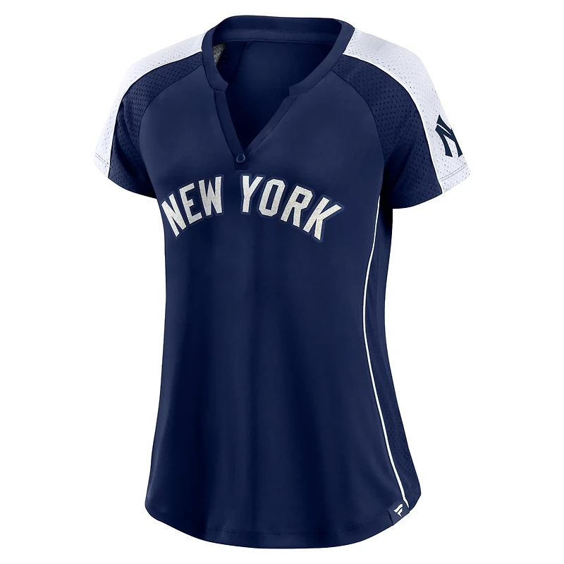 /White New York Yankees True Classic League Diva Pinstripe Raglan V-Neck T-Shirt