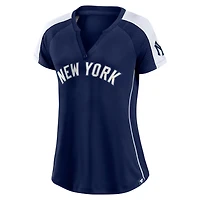 /White New York Yankees True Classic League Diva Pinstripe Raglan V-Neck T-Shirt