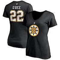 Willie O'Ree Boston Bruins Authentic Stack Retired Player Name  Number V-Neck T-Shirt