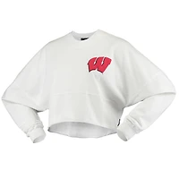 Wisconsin Badgers Raw Hem Cropped Spirit Jersey Long Sleeve T-Shirt