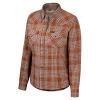 Wrangler Women's University of Texas Plaid Western Snap Up Long Sleeve Shirt
