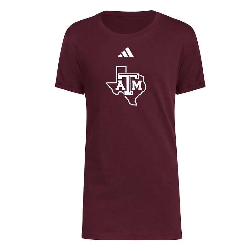 Youth adidas Texas AM Aggies 2023 Sideline Locker Room Logo Fresh T-Shirt