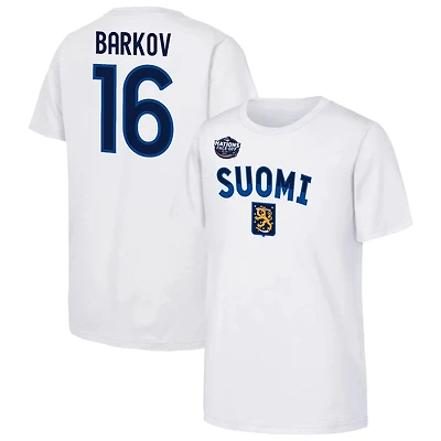Youth Aleksander Barkov Finland 2025 4 Nations Face-Off Player Name  Number T-Shirt