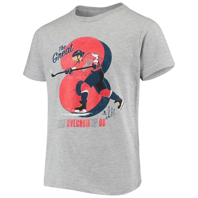 Youth Alexander Ovechkin Heathered Gray Washington Capitals Localized Player T-Shirt