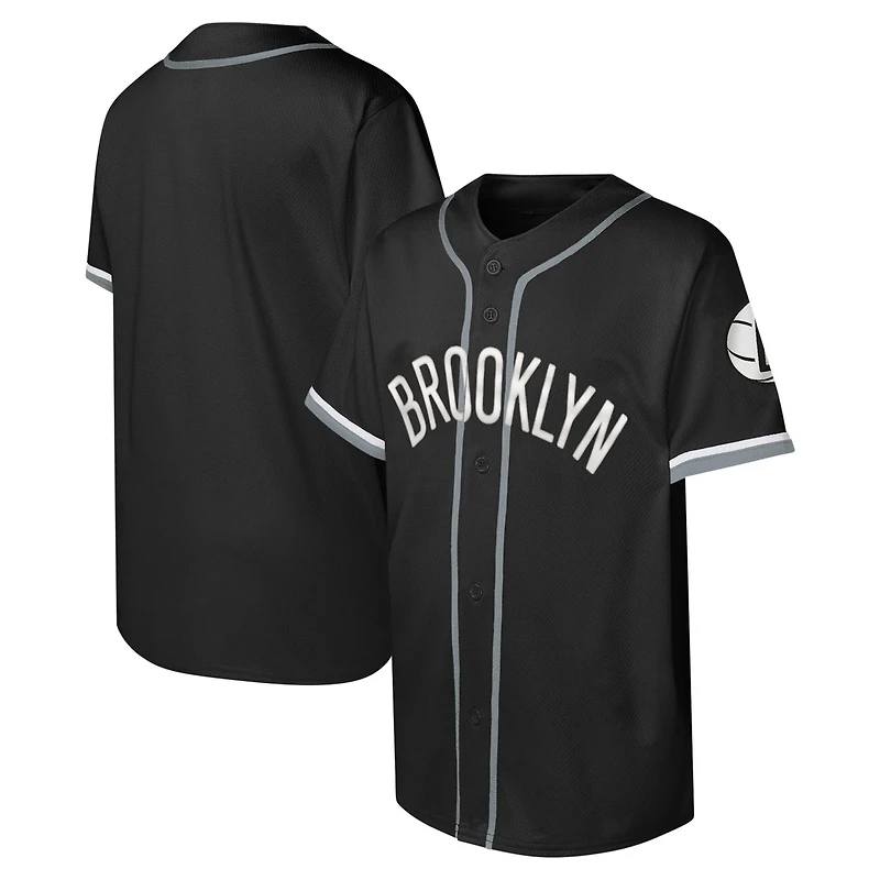 Youth Brooklyn Nets Stitch Full-Button Baseball Jersey