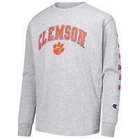 Youth Champion Clemson Tigers Distressed Arch Over Logo Long Sleeve T-Shirt