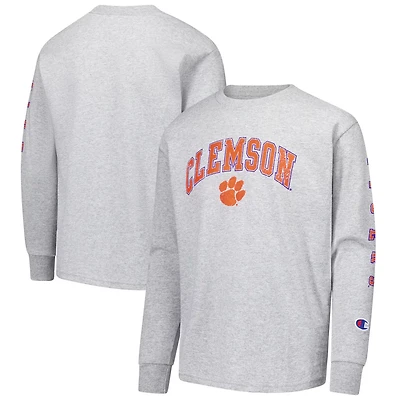 Youth Champion Clemson Tigers Distressed Arch Over Logo Long Sleeve T-Shirt
