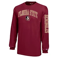 Youth Champion Florida State Seminoles Distressed Arch Over Logo Long Sleeve T-Shirt
