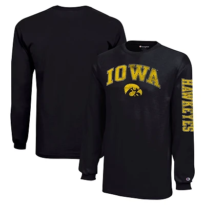 Youth Champion Iowa Hawkeyes Distressed Arch Over Logo Long Sleeve T-Shirt