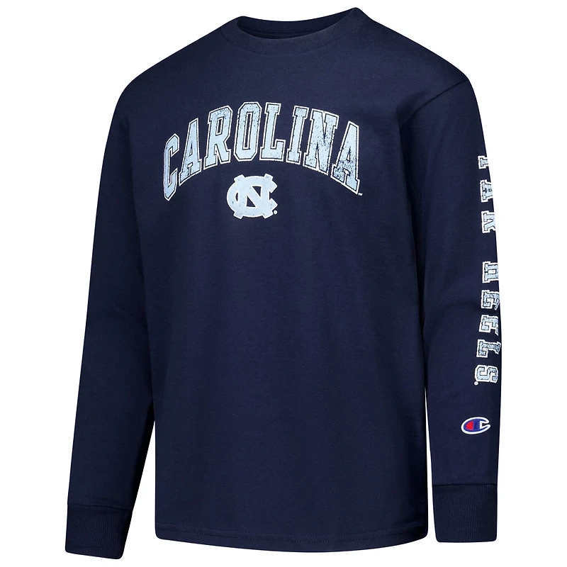 Youth Champion North Carolina Tar Heels Distressed Arch Over Logo Long Sleeve T-Shirt
