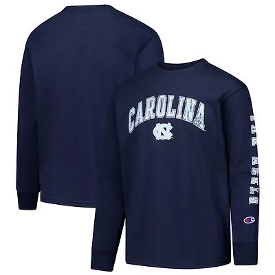 Youth Champion North Carolina Tar Heels Distressed Arch Over Logo Long Sleeve T-Shirt