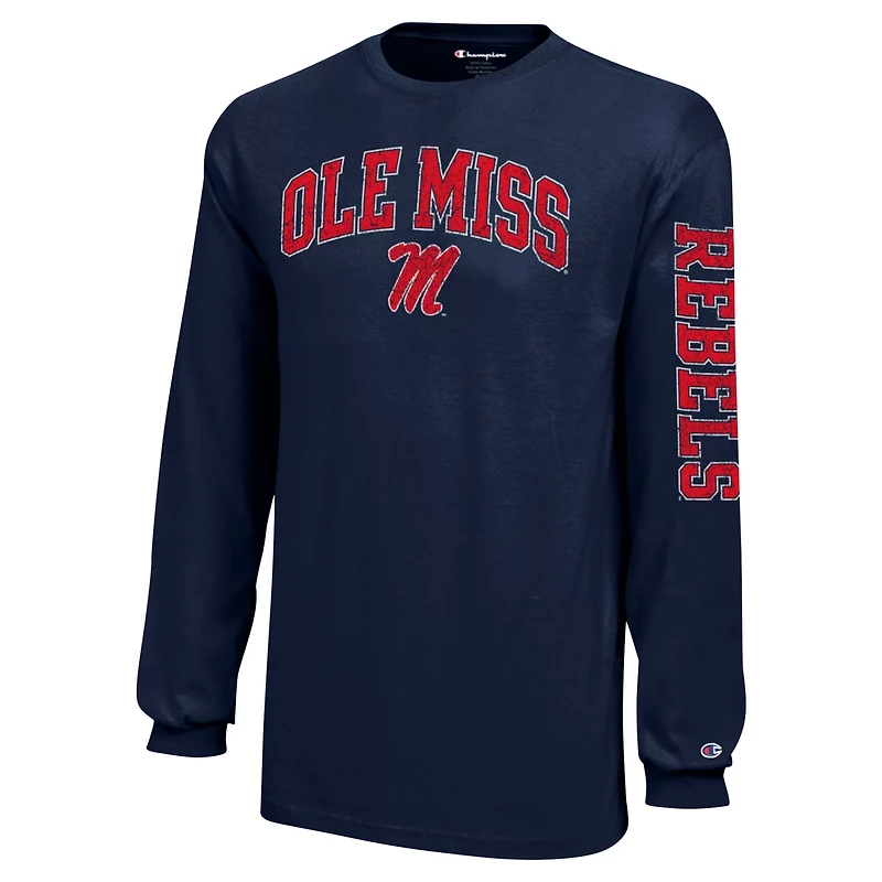 Youth Champion Ole Miss Rebels Distressed Arch Over Logo Long Sleeve T-Shirt
