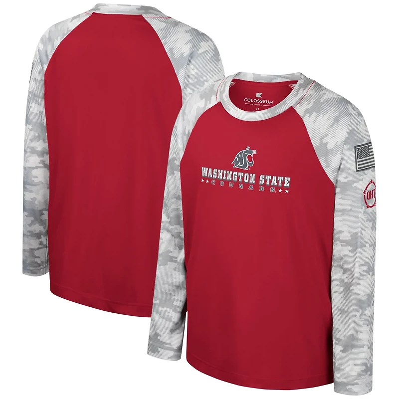 Youth Colosseum /Camo Washington State Cougars OHT Military Appreciation Dark Star Raglan Long Sleeve T-Shirt