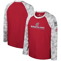 Youth Colosseum /Camo Washington State Cougars OHT Military Appreciation Dark Star Raglan Long Sleeve T-Shirt
