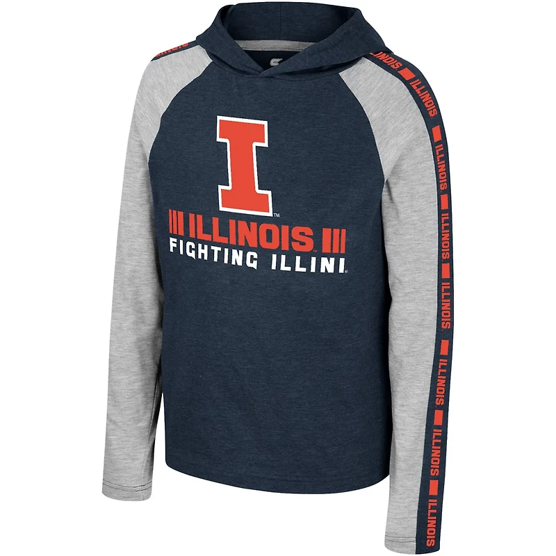 Youth Colosseum Illinois Fighting Illini Ned Raglan Long Sleeve Hooded T-Shirt