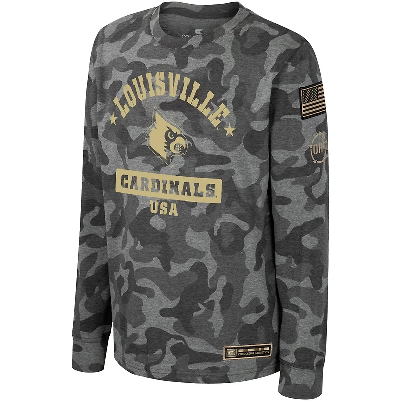 Youth Colosseum Louisville Cardinals OHT Military Appreciation Dark Star Long Sleeve T-Shirt