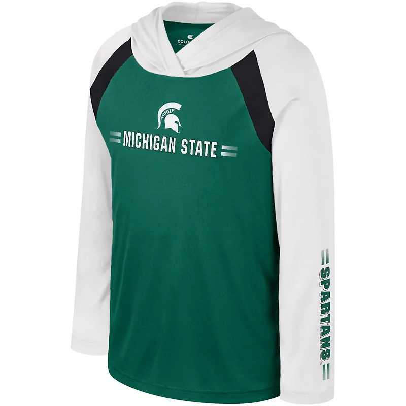 Youth Colosseum Michigan State Spartans Eddie Multi-Hit Raglan Long Sleeve Hoodie T-Shirt