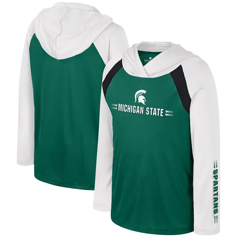Youth Colosseum Michigan State Spartans Eddie Multi-Hit Raglan Long Sleeve Hoodie T-Shirt
