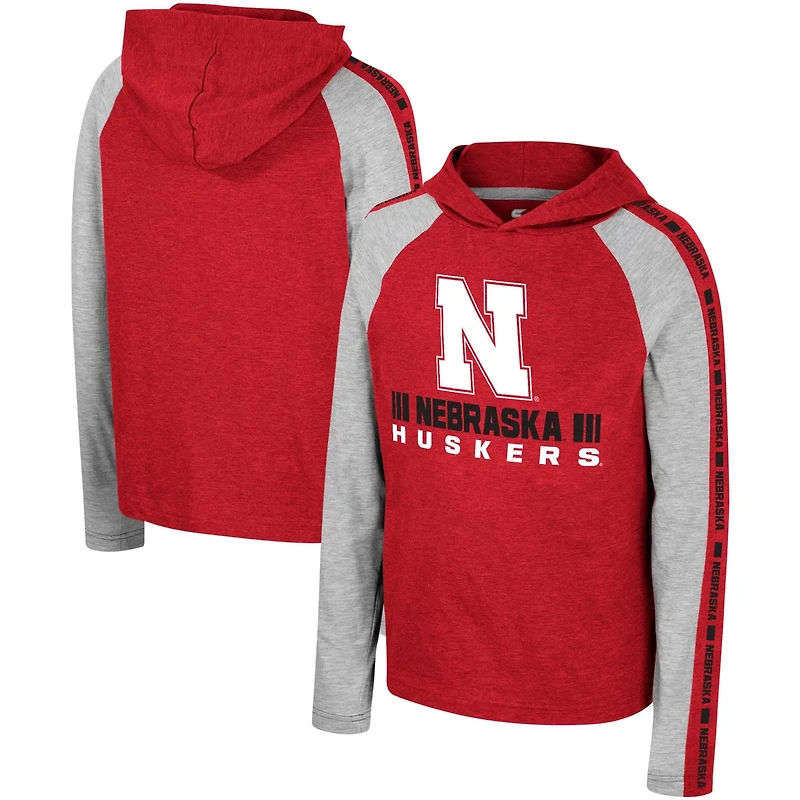 Youth Colosseum Nebraska Huskers Ned Raglan Long Sleeve Hooded T-Shirt